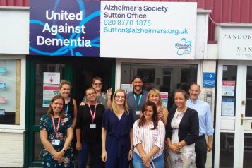 Staff outside dementia pop-up hub